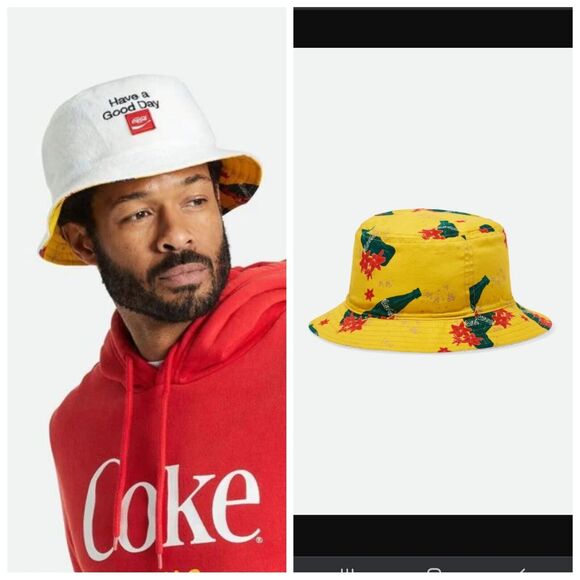 Brixton x Coca-Cola Good Day Rock ‘N’ Roll Classics Reversible Bucket Hat S/M - Picture 1 of 10